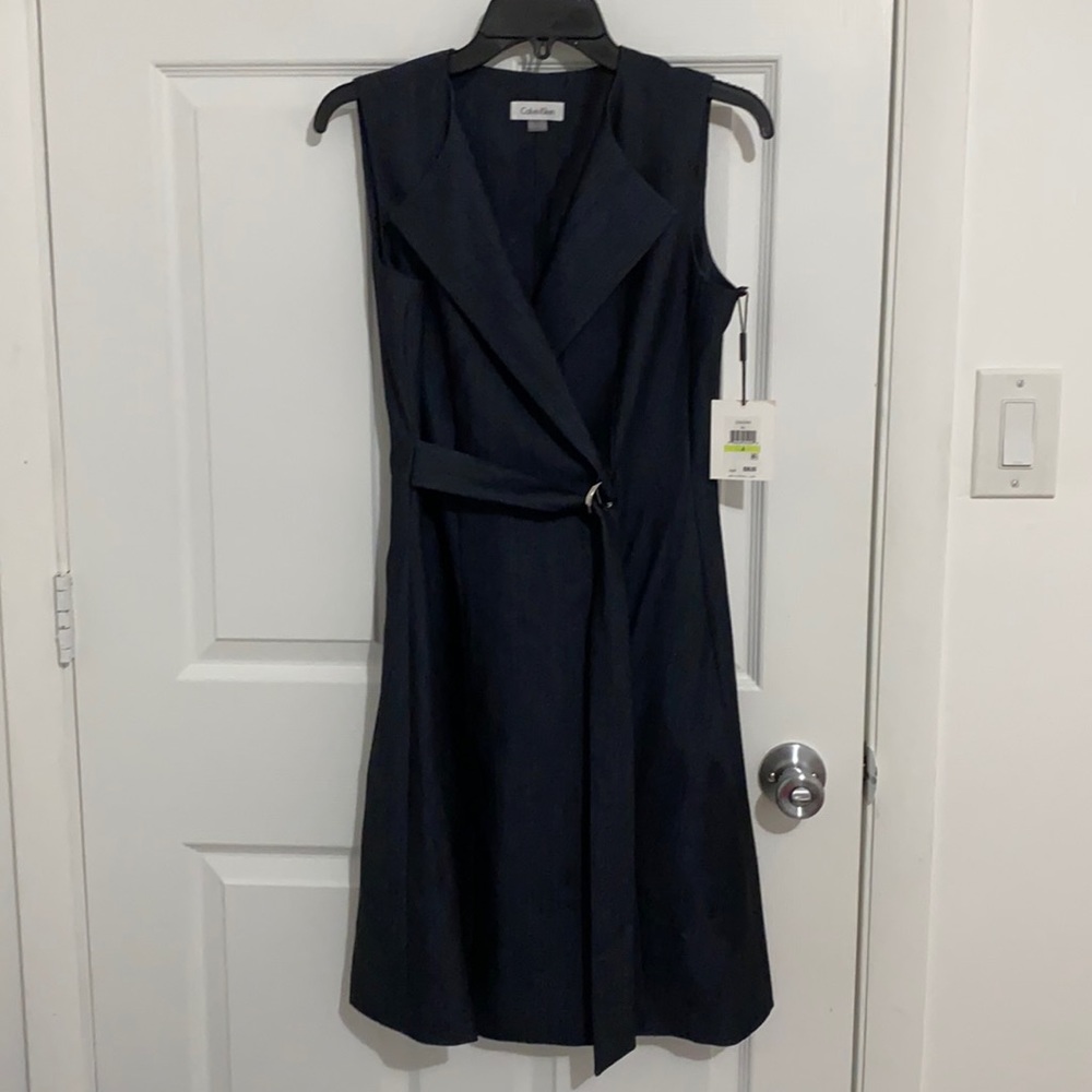 Calvin Klein Denim Belted Dress.
